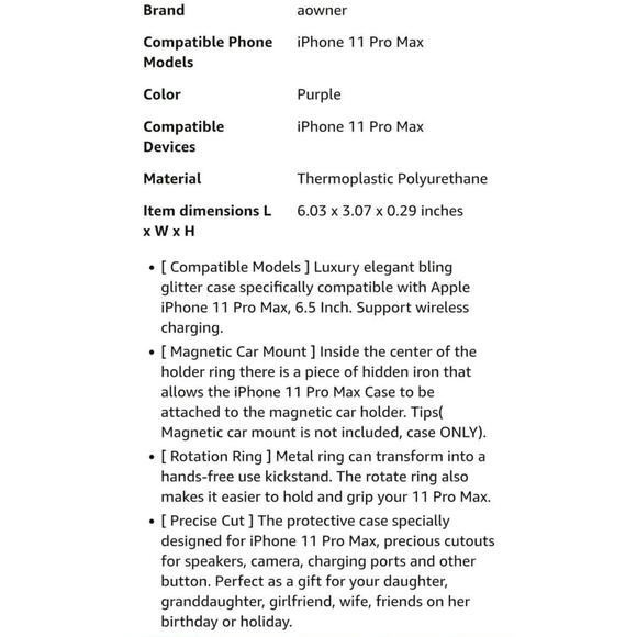 iPhone 11 Pro Max Case Ring Holder Case Gold Edge TPU Protective 6.5 Inch s6 - Picture 5 of 6